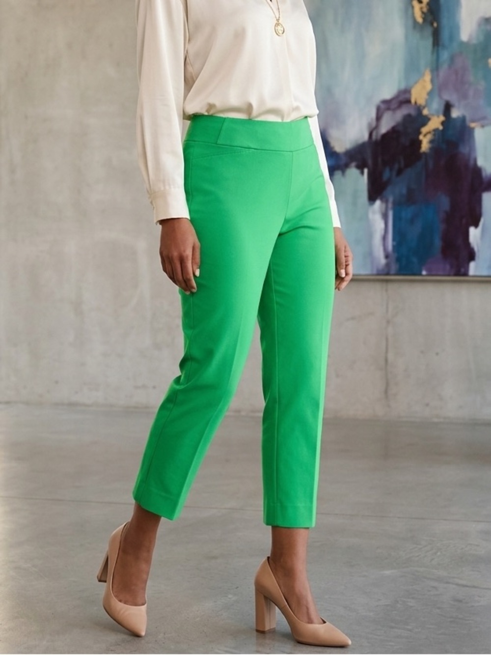 Take 50% OFF- Investments Green Pull-On Crop Pants - Women, Size-8P